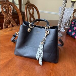 ALDO Black Handbag with Snake Print Accent